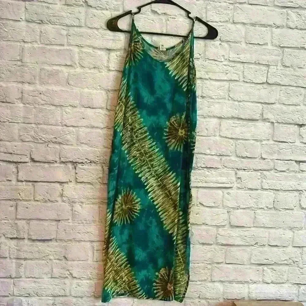 Philippine Crafts women's dress green/blue/brown sundress Size S